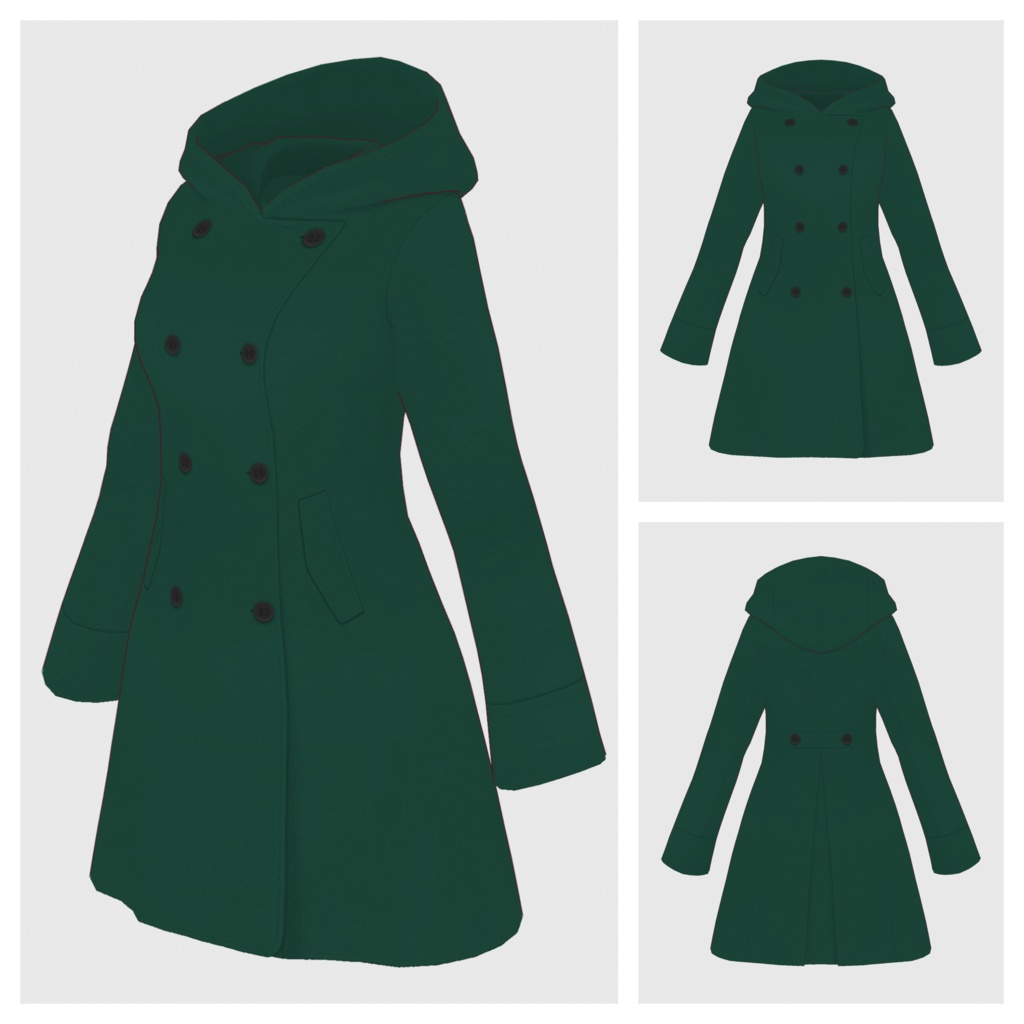 【#VRoid】フーデッドフレアコート【#vroidcustomitem】