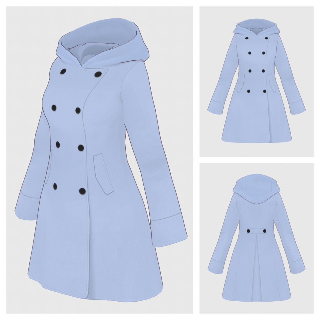 【#VRoid】フーデッドフレアコート【#vroidcustomitem】