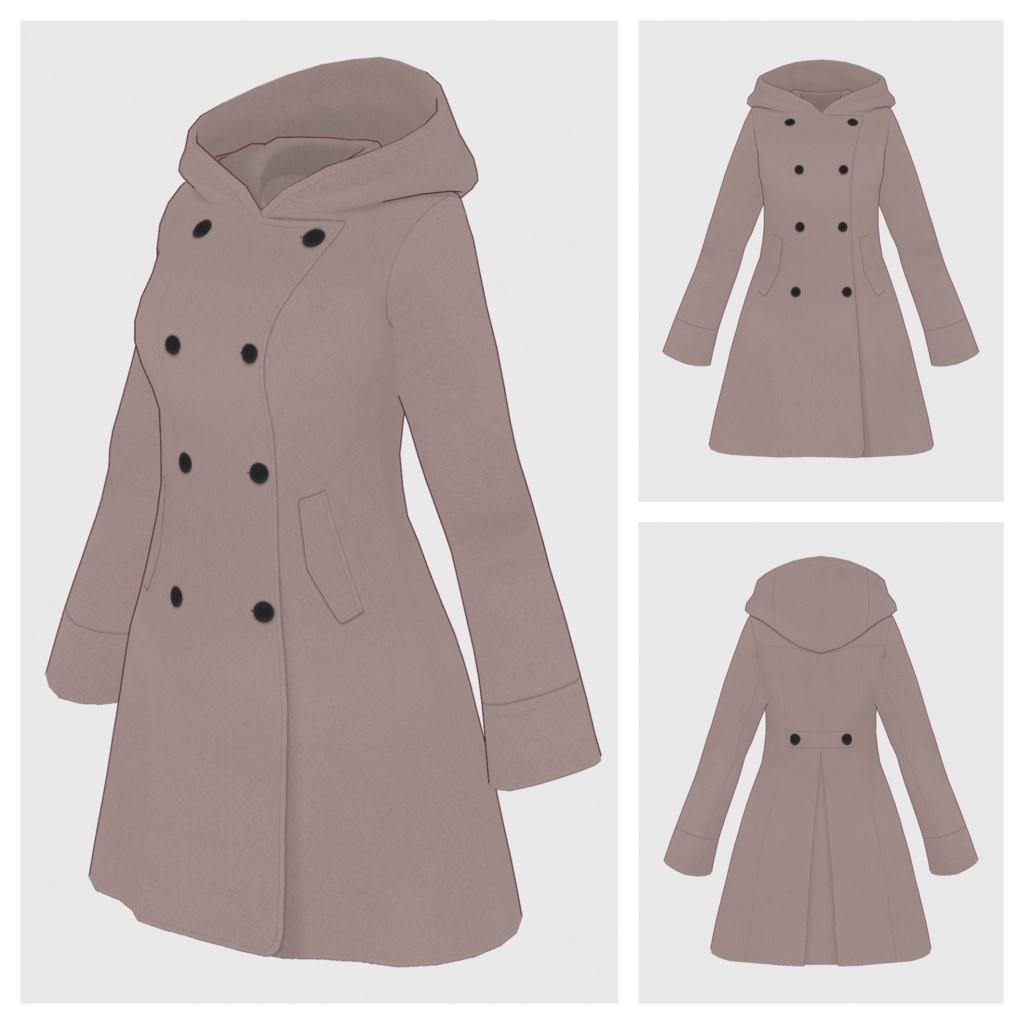 【#VRoid】フーデッドフレアコート【#vroidcustomitem】