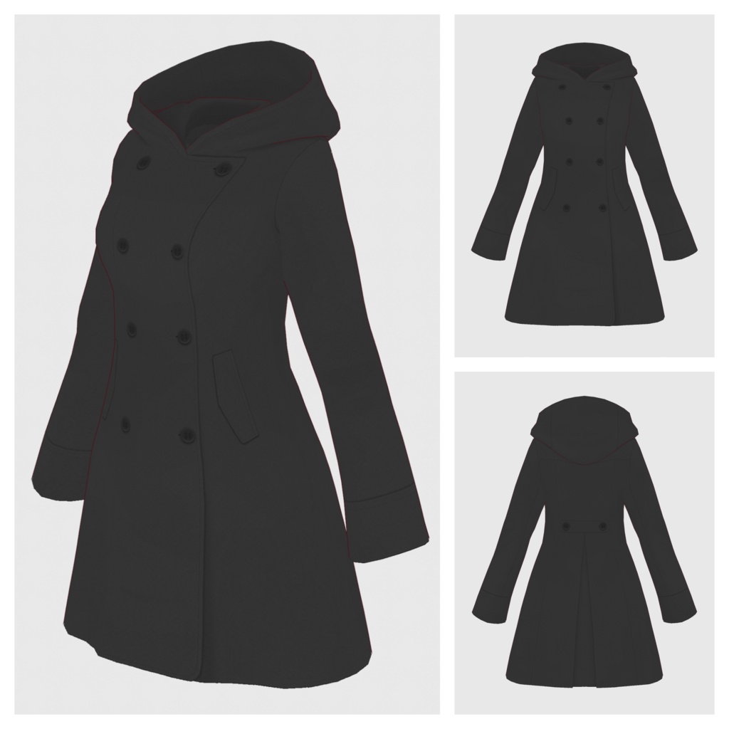 【#VRoid】フーデッドフレアコート【#vroidcustomitem】