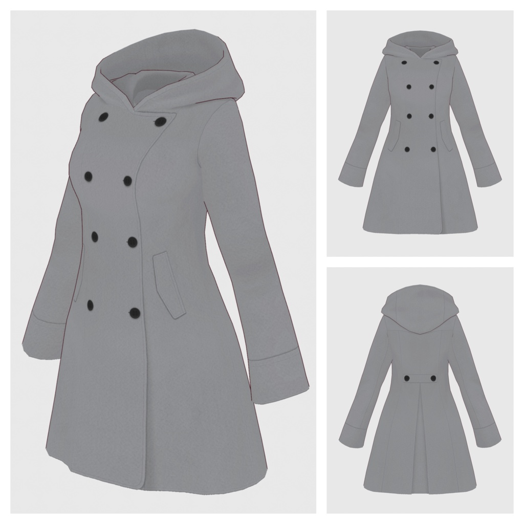 【#VRoid】フーデッドフレアコート【#vroidcustomitem】