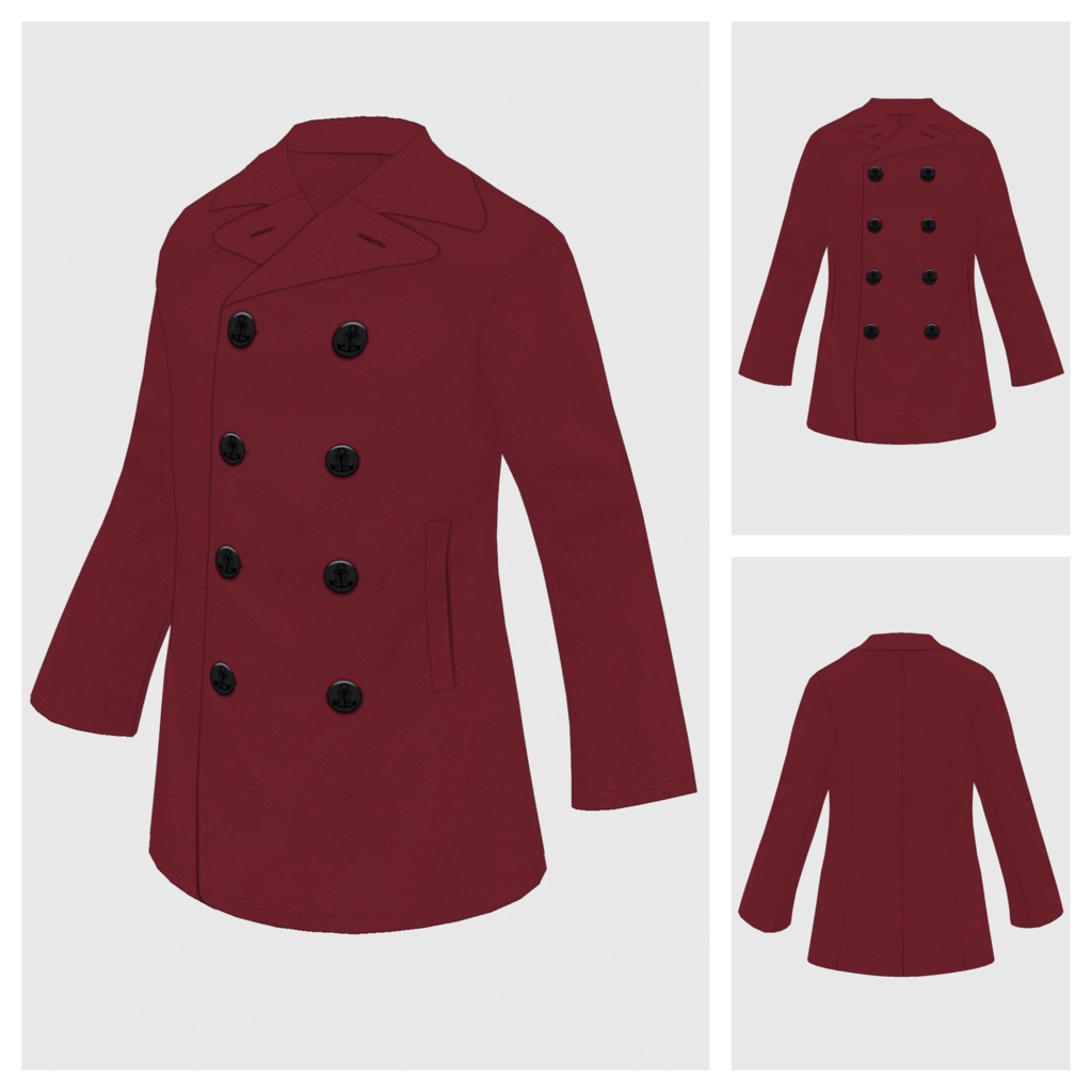 【#VRoid】メンズピーコート【#vroidcustomitem】