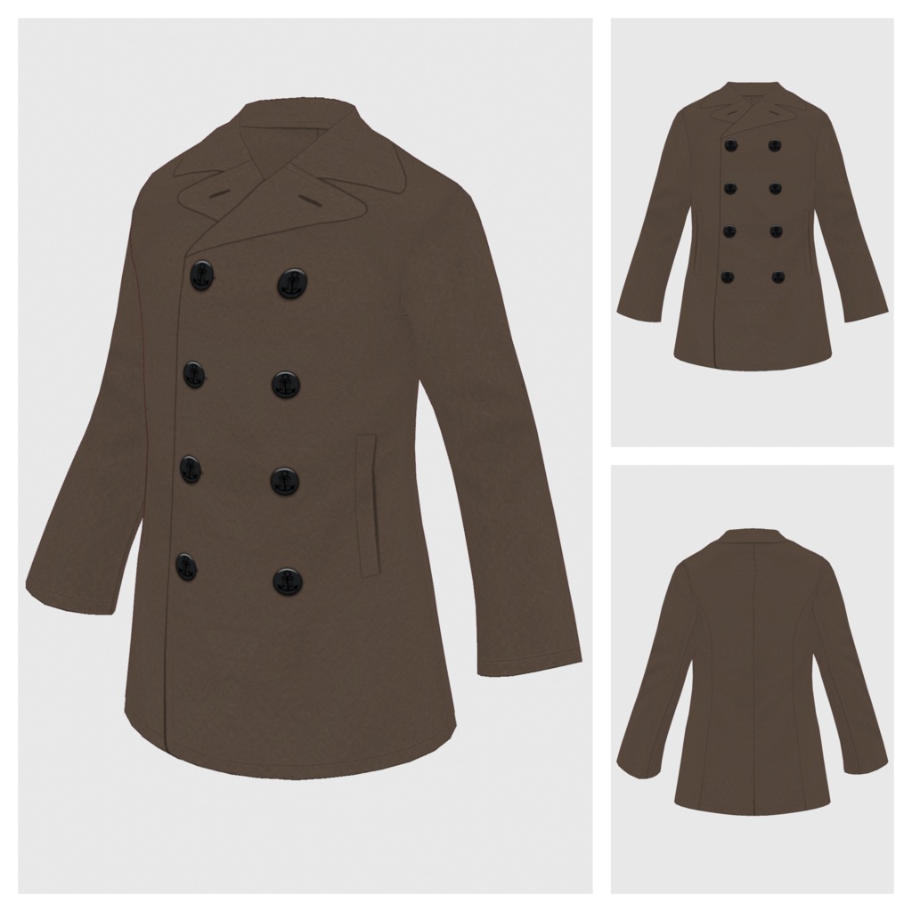 【#VRoid】メンズピーコート【#vroidcustomitem】