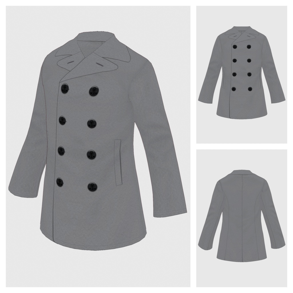 【#VRoid】メンズピーコート【#vroidcustomitem】