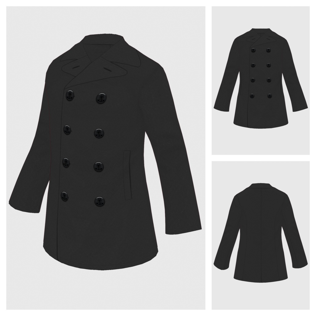 【#VRoid】メンズピーコート【#vroidcustomitem】