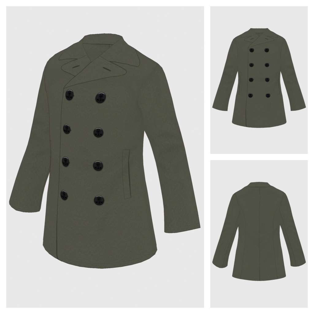 【#VRoid】メンズピーコート【#vroidcustomitem】