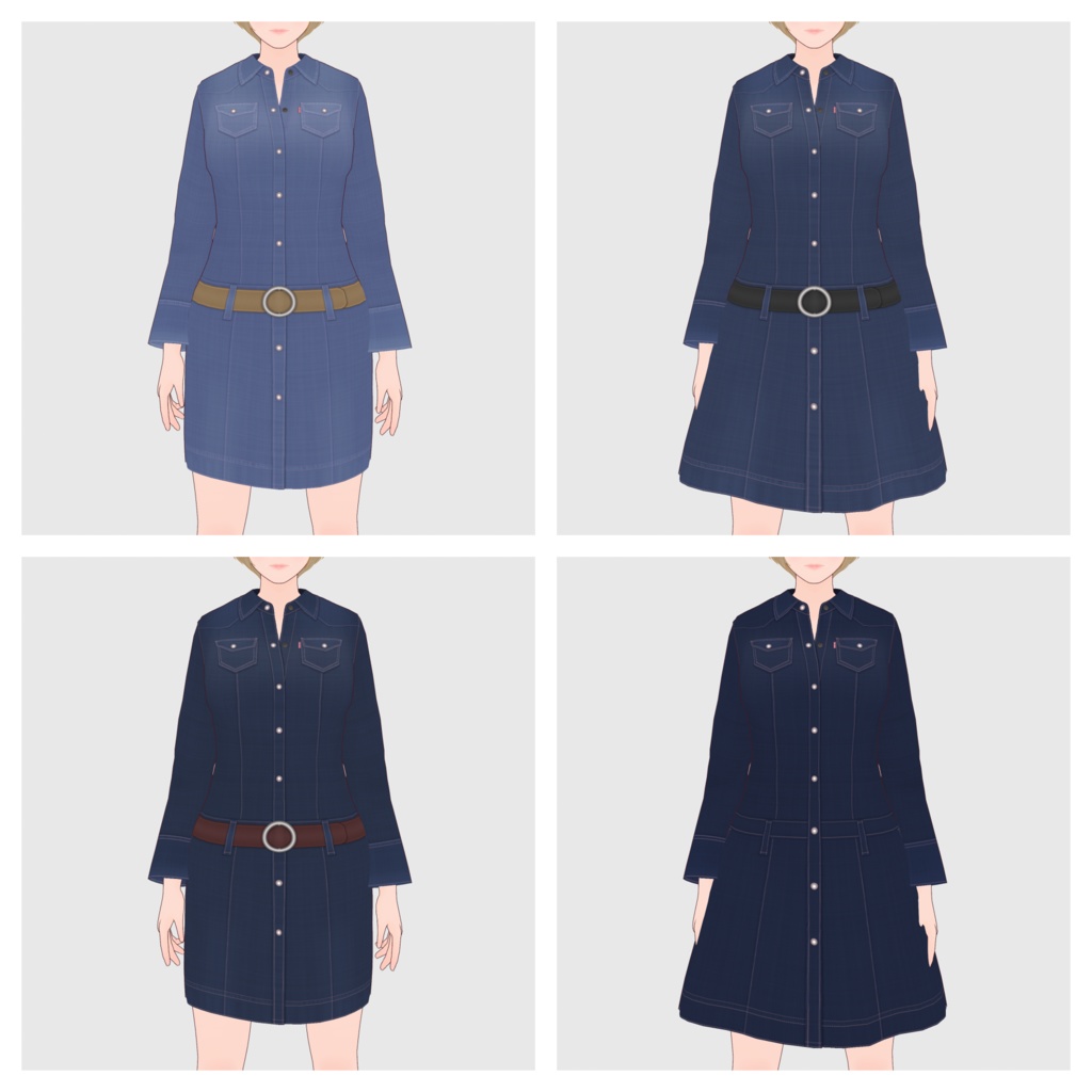 【#VRoid】デニムワンピース【#vroidcustomitem】