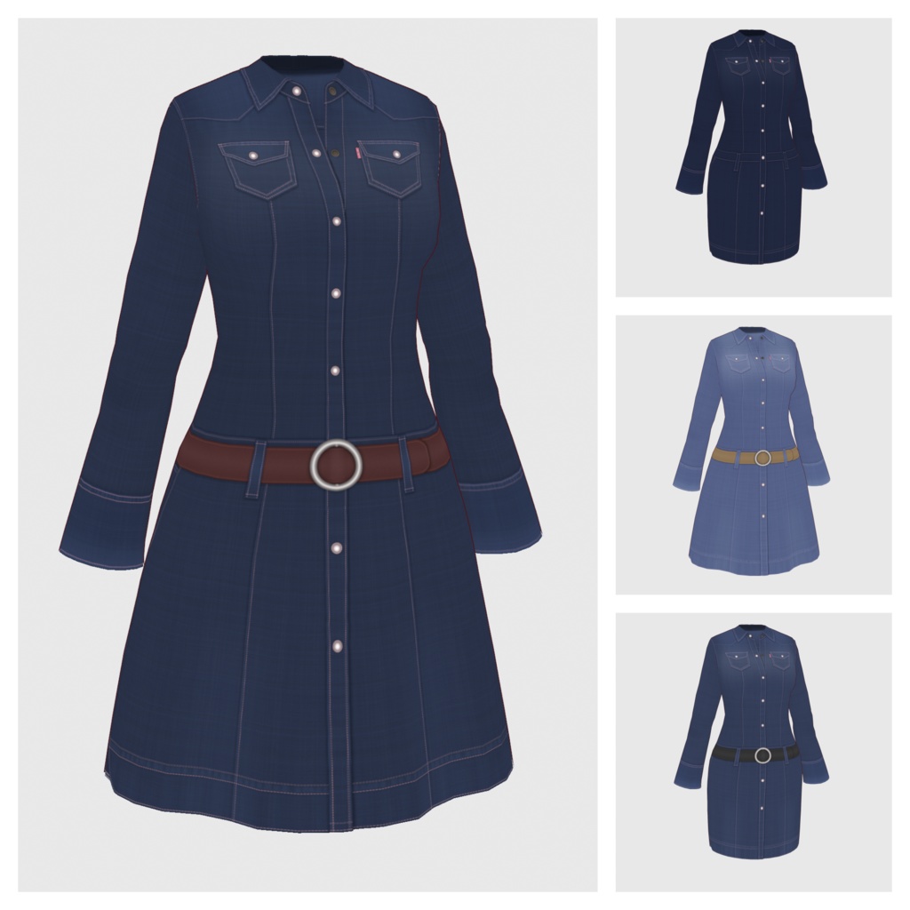 【#VRoid】デニムワンピース【#vroidcustomitem】
