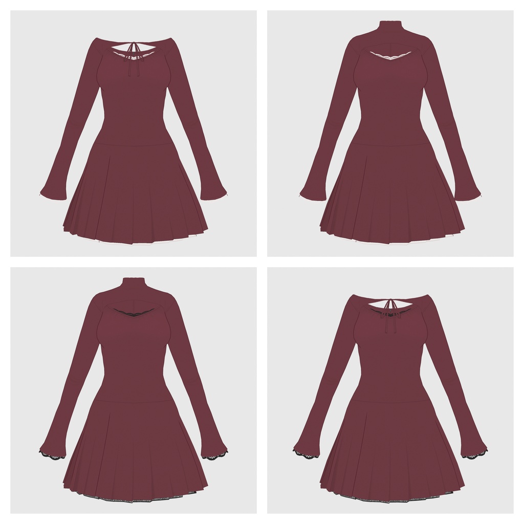 【#VRoid】プリーツワンピース【#vroidcustomitem】