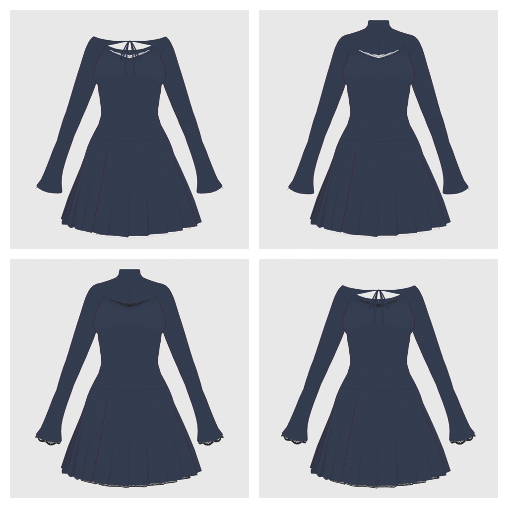 【#VRoid】プリーツワンピース【#vroidcustomitem】