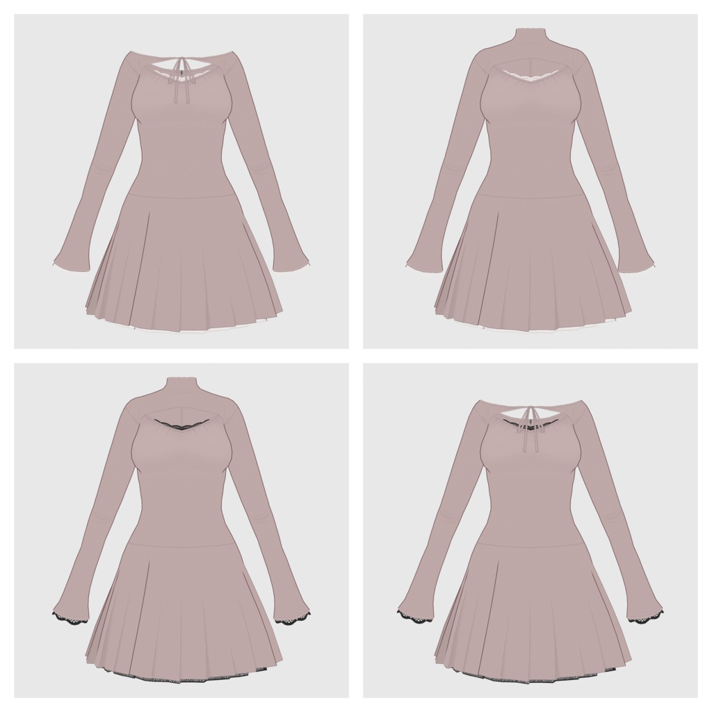 【#VRoid】プリーツワンピース【#vroidcustomitem】