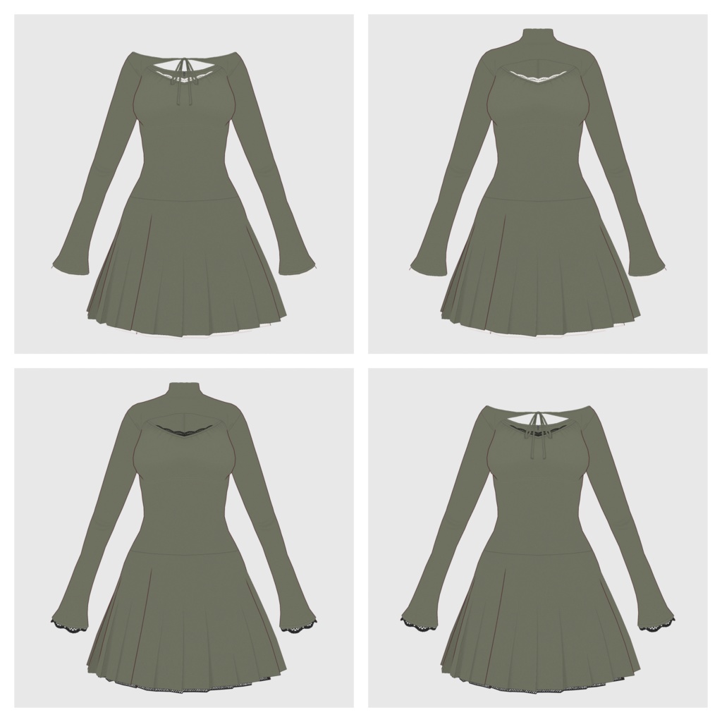 【#VRoid】プリーツワンピース【#vroidcustomitem】