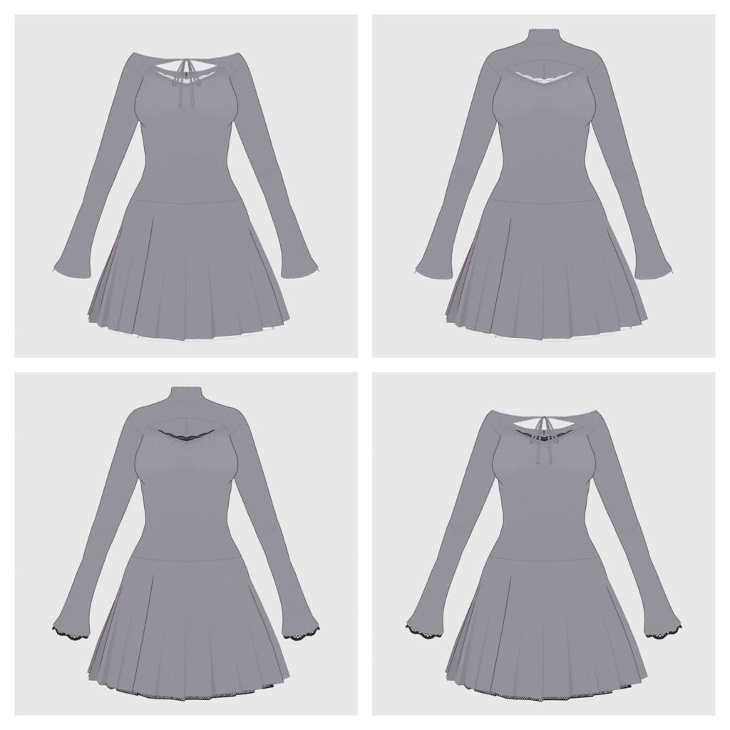 【#VRoid】プリーツワンピース【#vroidcustomitem】