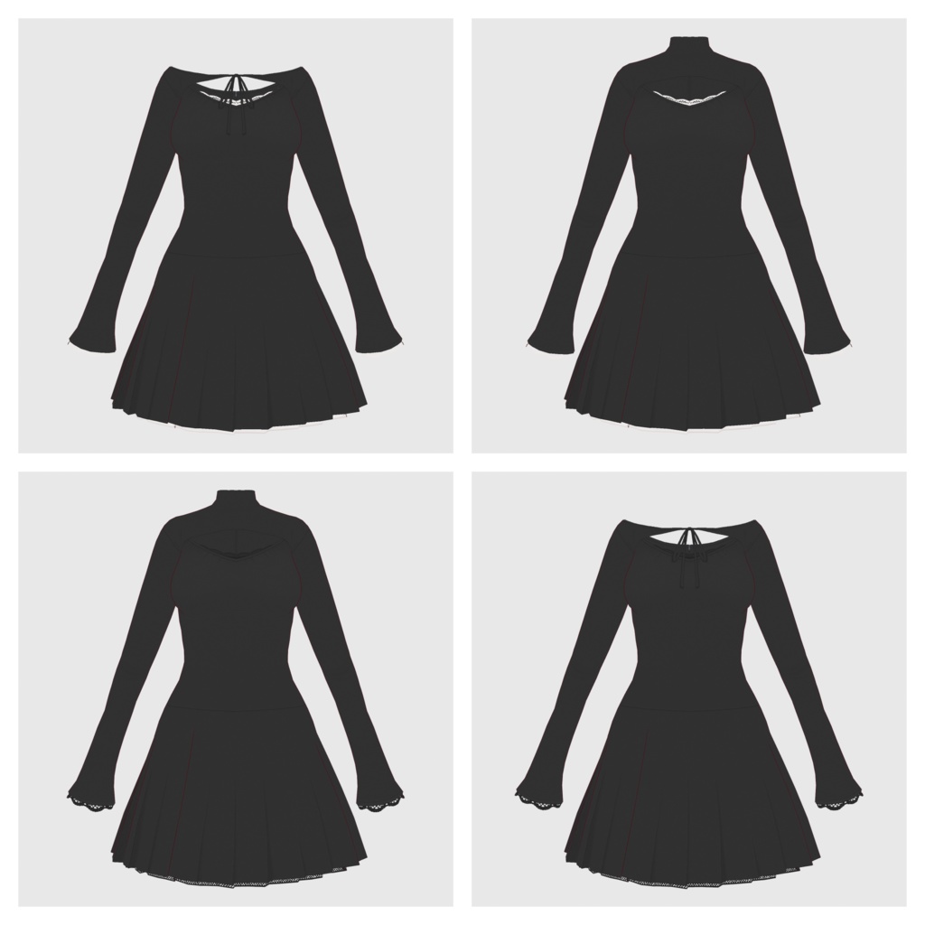 【#VRoid】プリーツワンピース【#vroidcustomitem】