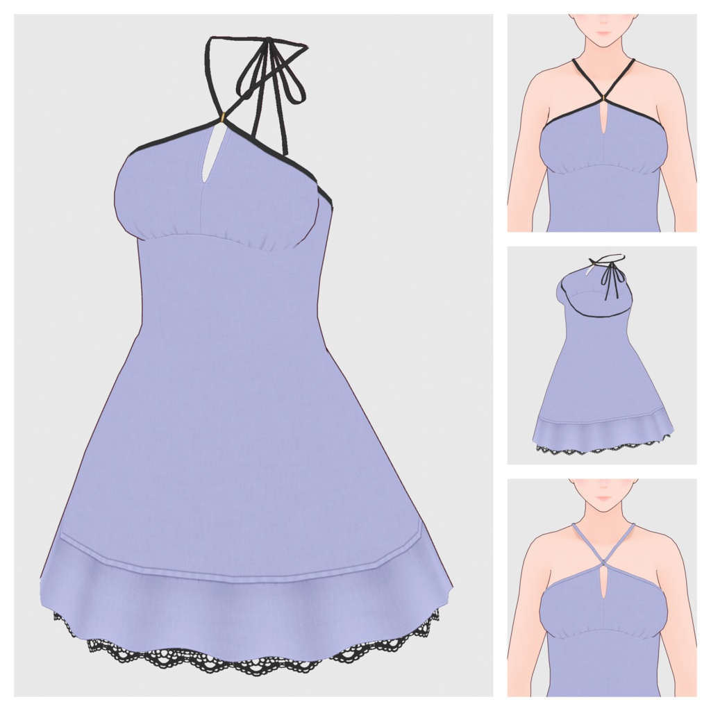 【#VRoid】ホルターネックチュニック【#vroidcustomitem】