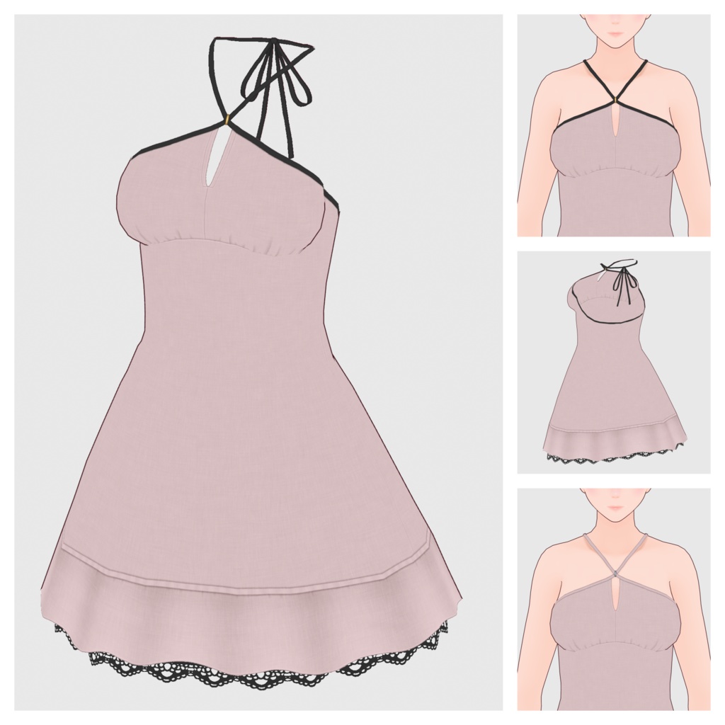 【#VRoid】ホルターネックチュニック【#vroidcustomitem】