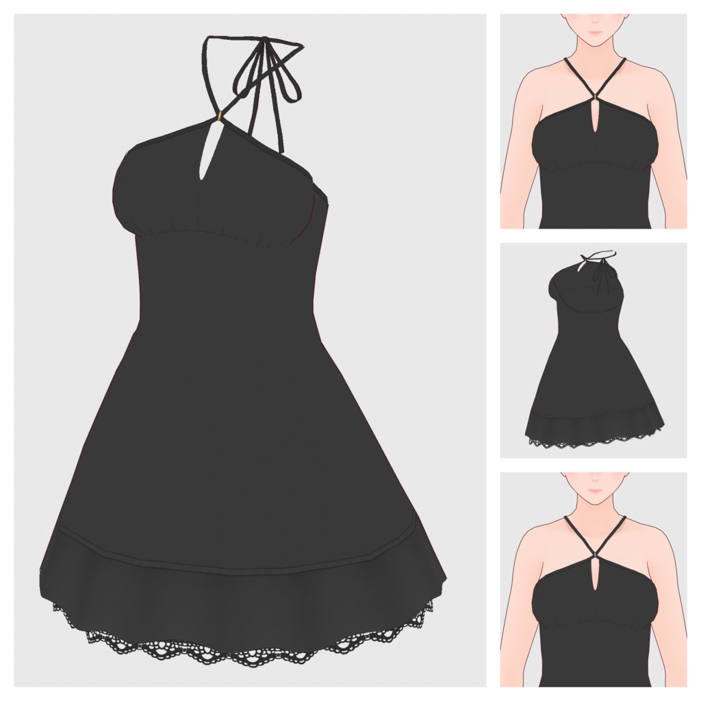 【#VRoid】ホルターネックチュニック【#vroidcustomitem】