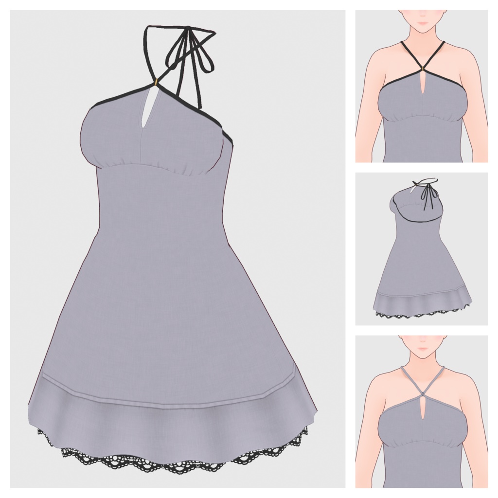 【#VRoid】ホルターネックチュニック【#vroidcustomitem】