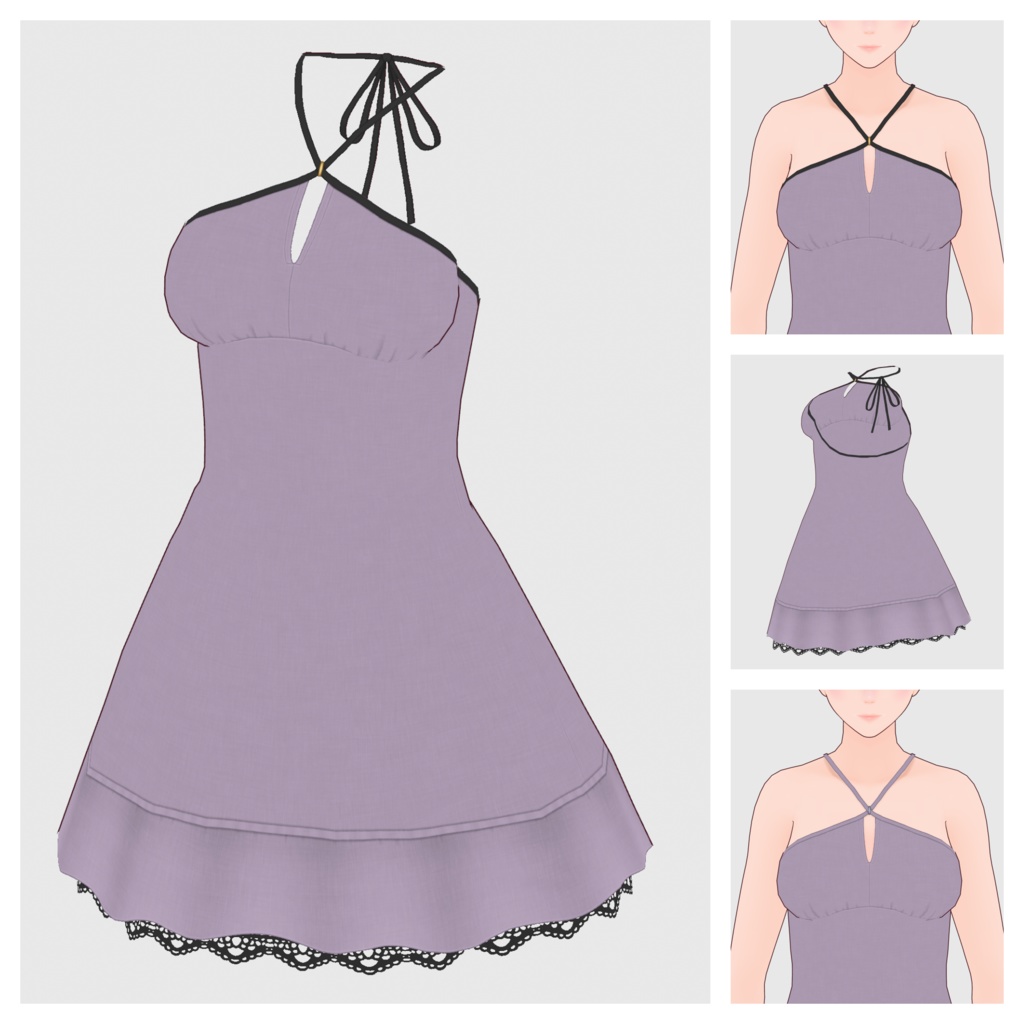 【#VRoid】ホルターネックチュニック【#vroidcustomitem】