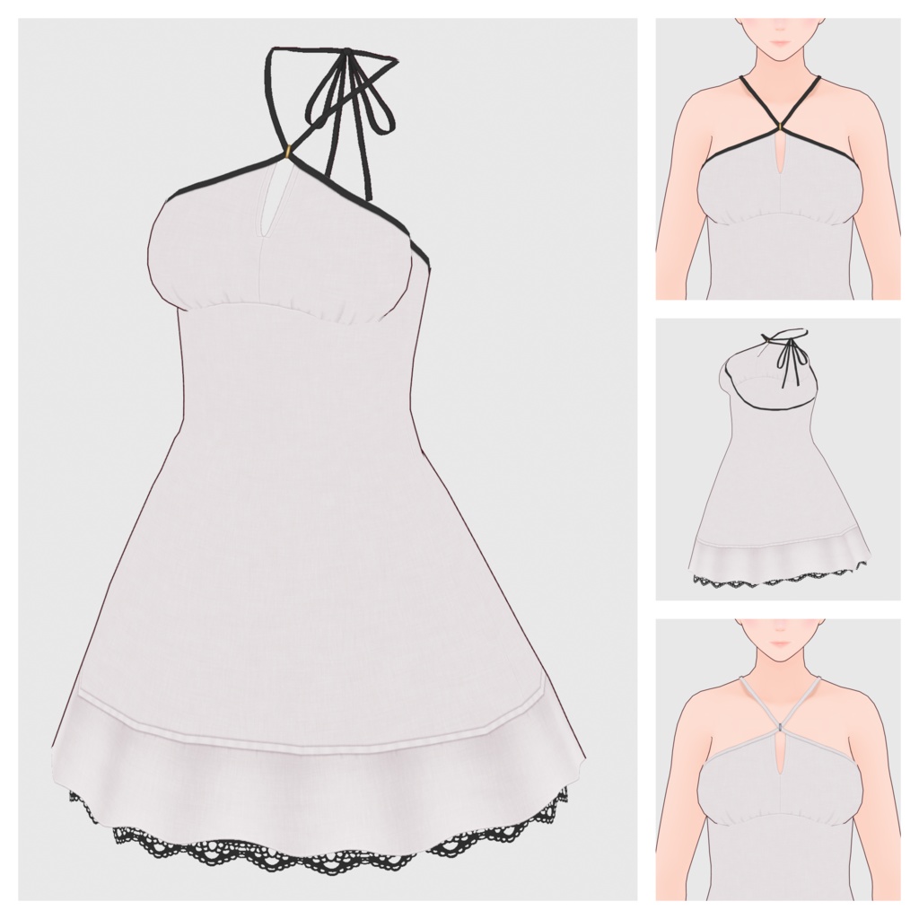 【#VRoid】ホルターネックチュニック【#vroidcustomitem】