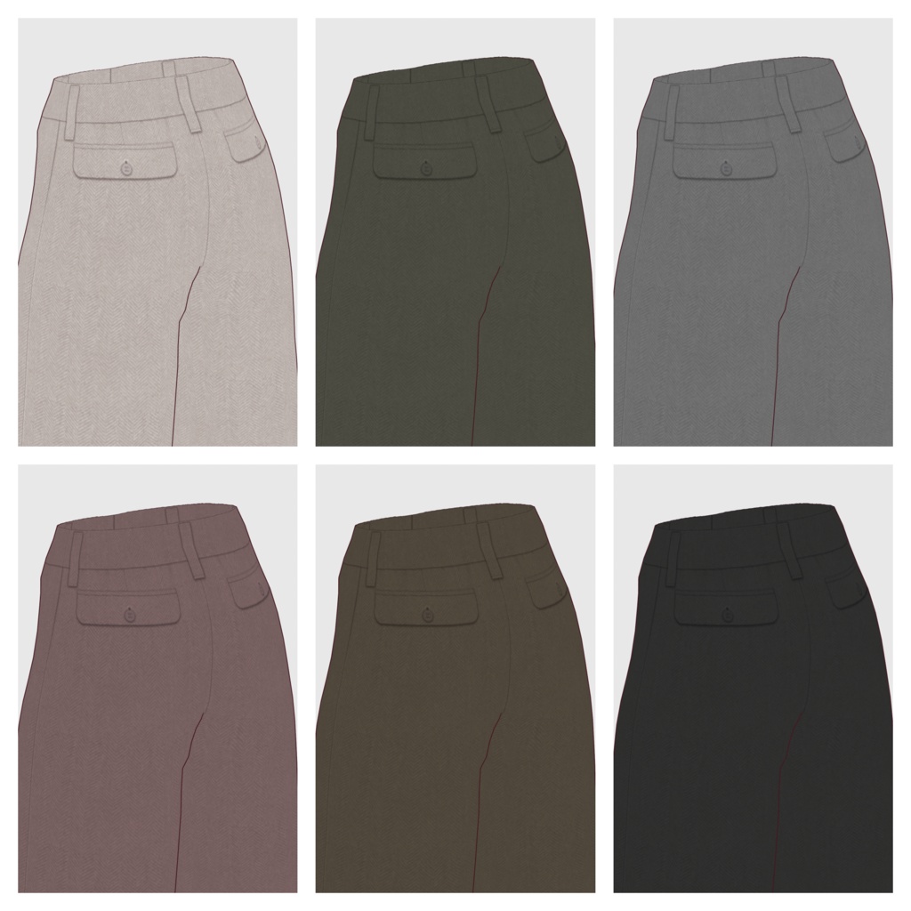 【#VRoid】タックワイドパンツ / ツイードタイプ【#vroidcustomitem】