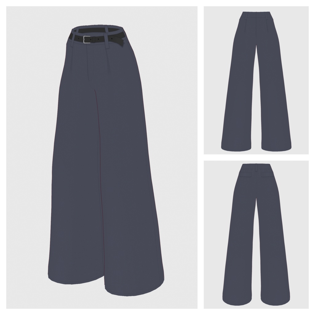 【#VRoid】タックワイドパンツ / ツイードタイプ【#vroidcustomitem】