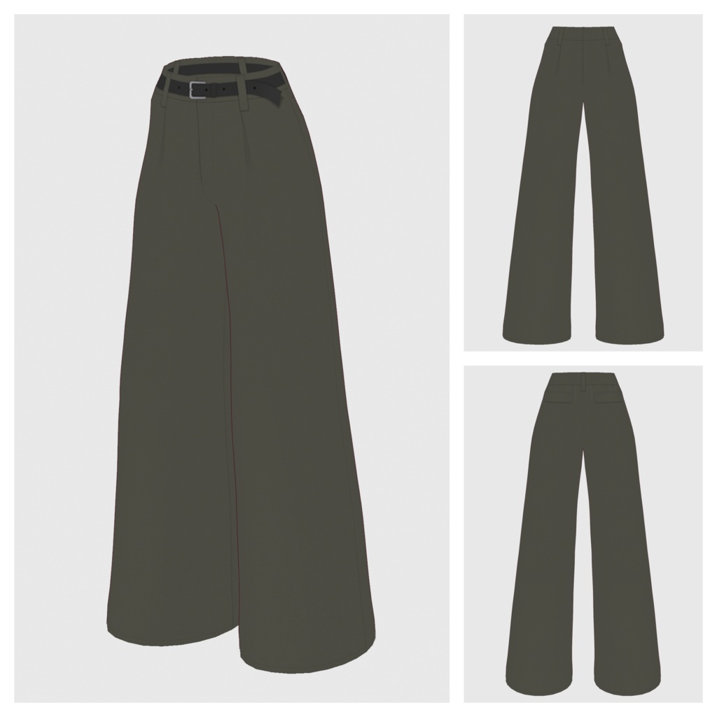 【#VRoid】タックワイドパンツ / ツイードタイプ【#vroidcustomitem】