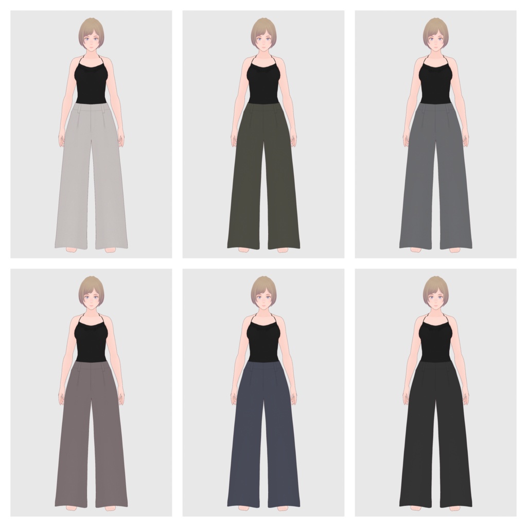 【#VRoid】タックワイドパンツ / ツイードタイプ【#vroidcustomitem】