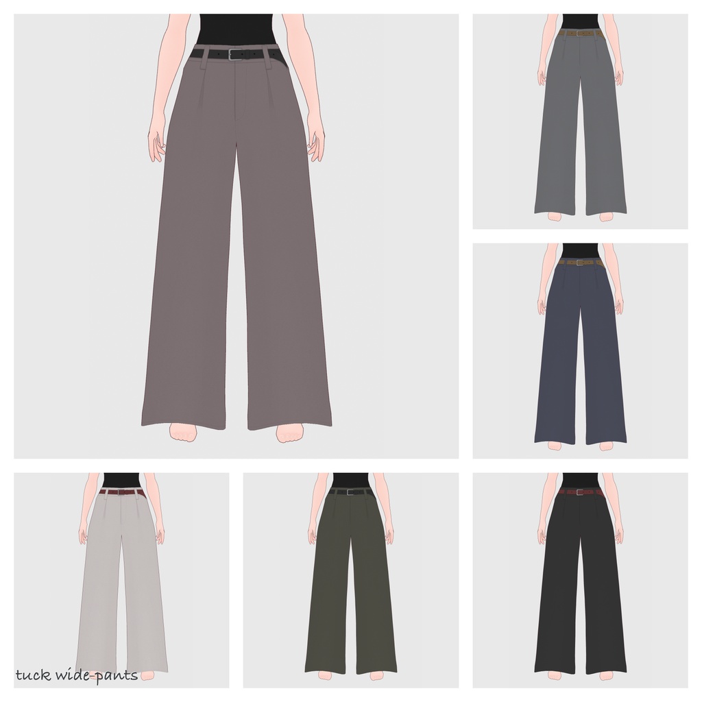 【#VRoid】タックワイドパンツ / ツイードタイプ【#vroidcustomitem】