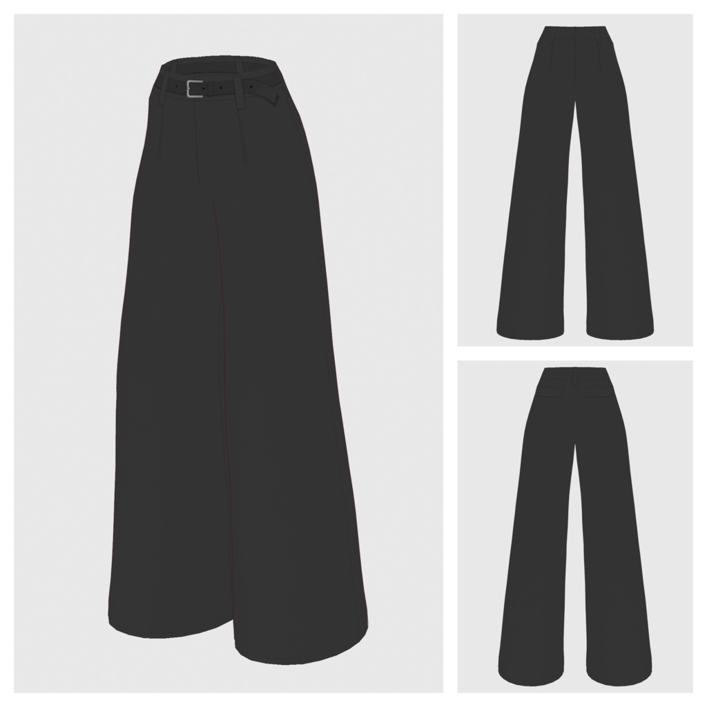 【#VRoid】タックワイドパンツ / ツイードタイプ【#vroidcustomitem】