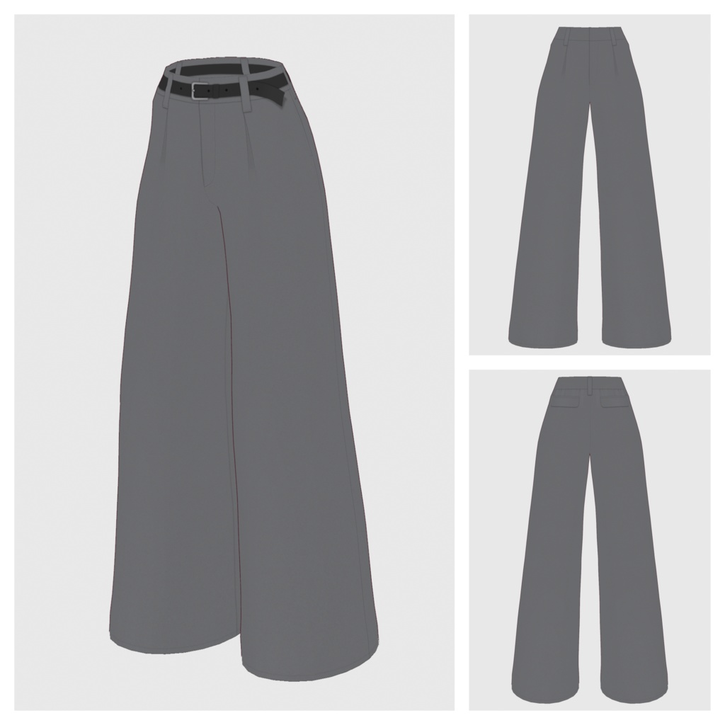 【#VRoid】タックワイドパンツ / ツイードタイプ【#vroidcustomitem】