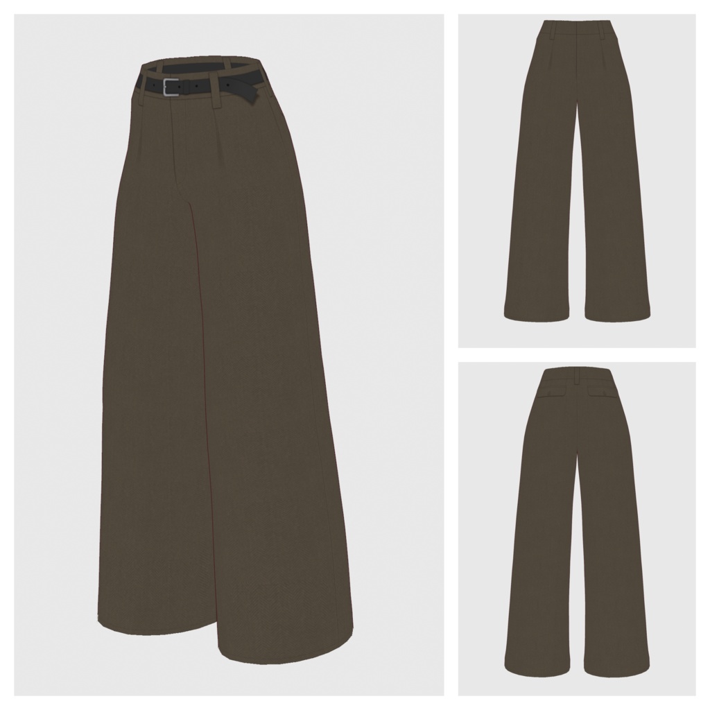 【#VRoid】タックワイドパンツ / ツイードタイプ【#vroidcustomitem】