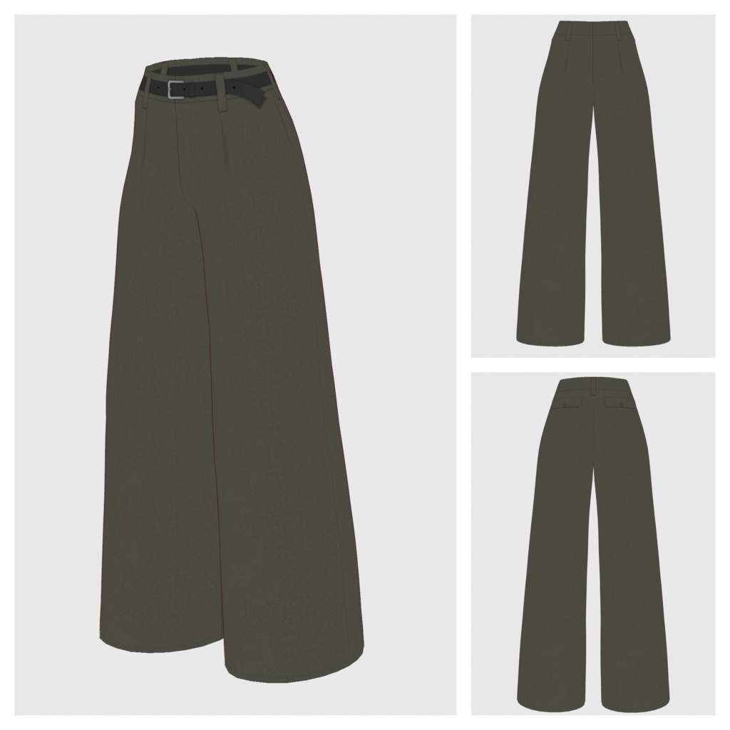 【#VRoid】タックワイドパンツ / ツイードタイプ【#vroidcustomitem】