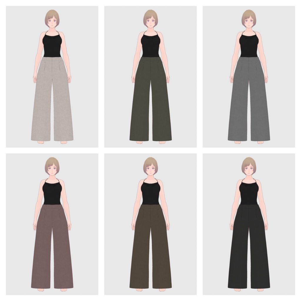 【#VRoid】タックワイドパンツ / ツイードタイプ【#vroidcustomitem】