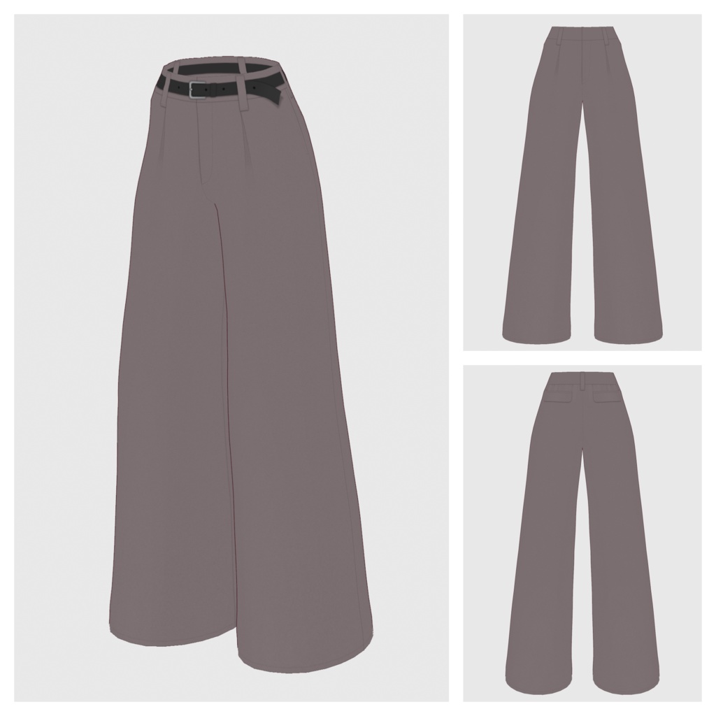 【#VRoid】タックワイドパンツ / ツイードタイプ【#vroidcustomitem】