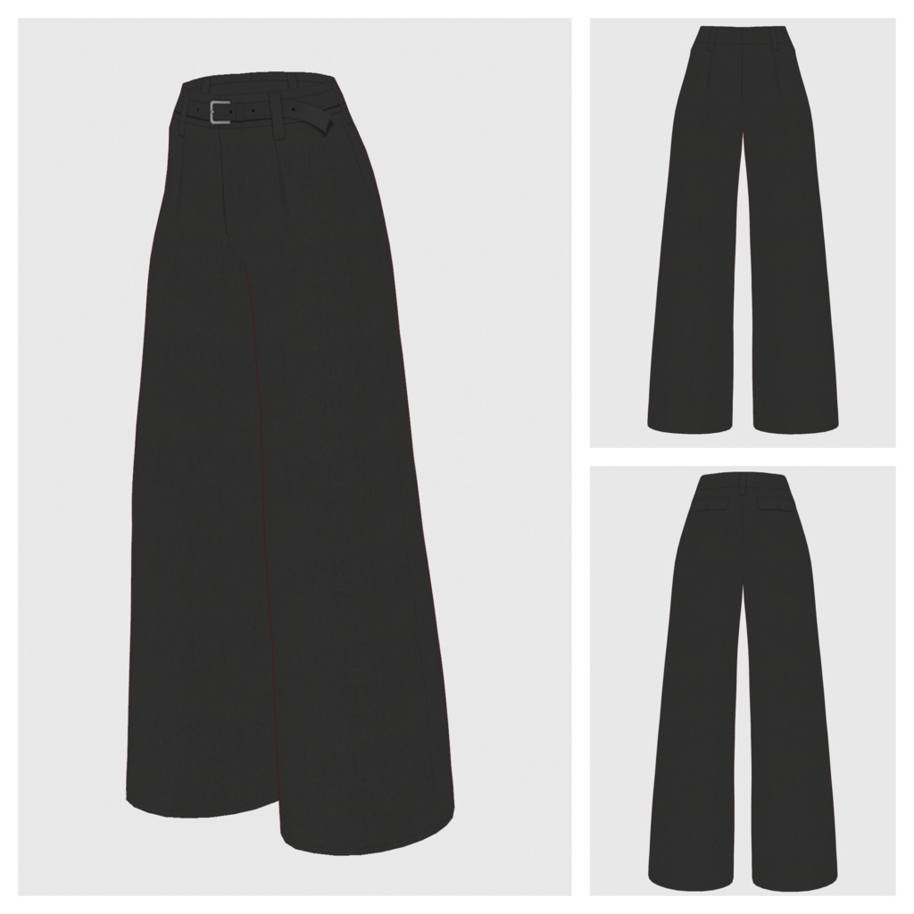 【#VRoid】タックワイドパンツ / ツイードタイプ【#vroidcustomitem】