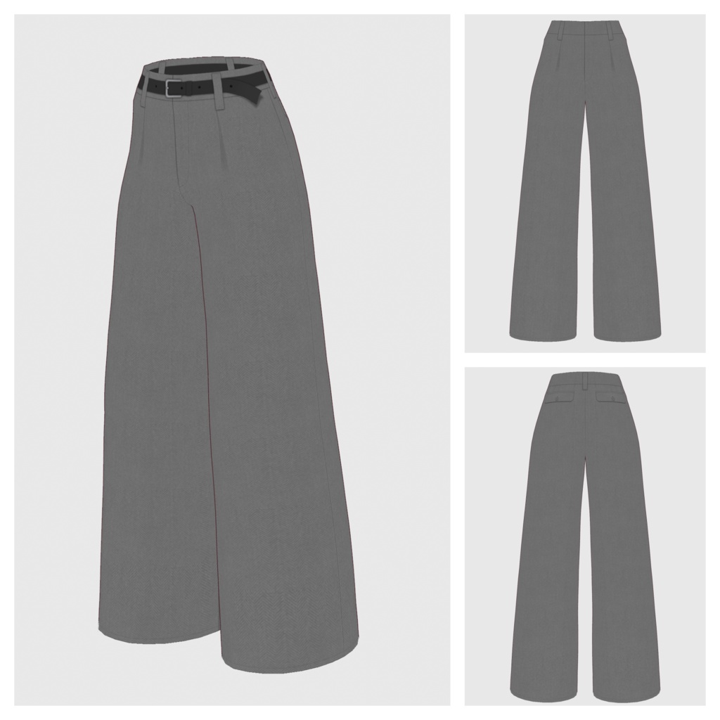 【#VRoid】タックワイドパンツ / ツイードタイプ【#vroidcustomitem】