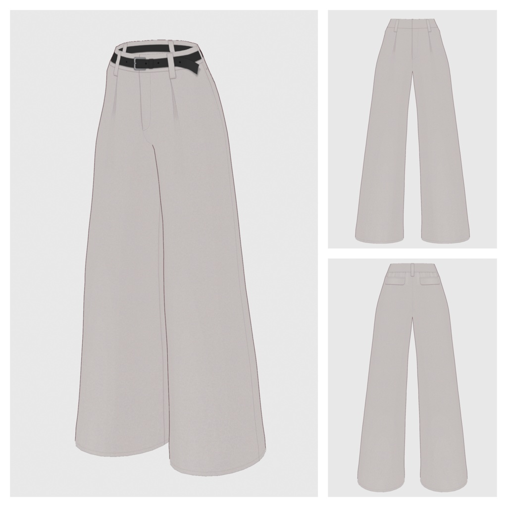 【#VRoid】タックワイドパンツ / ツイードタイプ【#vroidcustomitem】