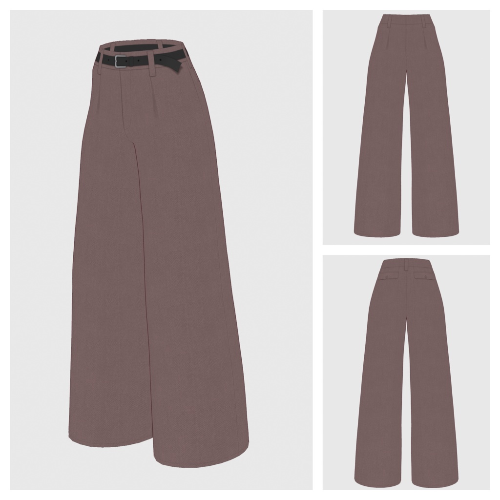 【#VRoid】タックワイドパンツ / ツイードタイプ【#vroidcustomitem】