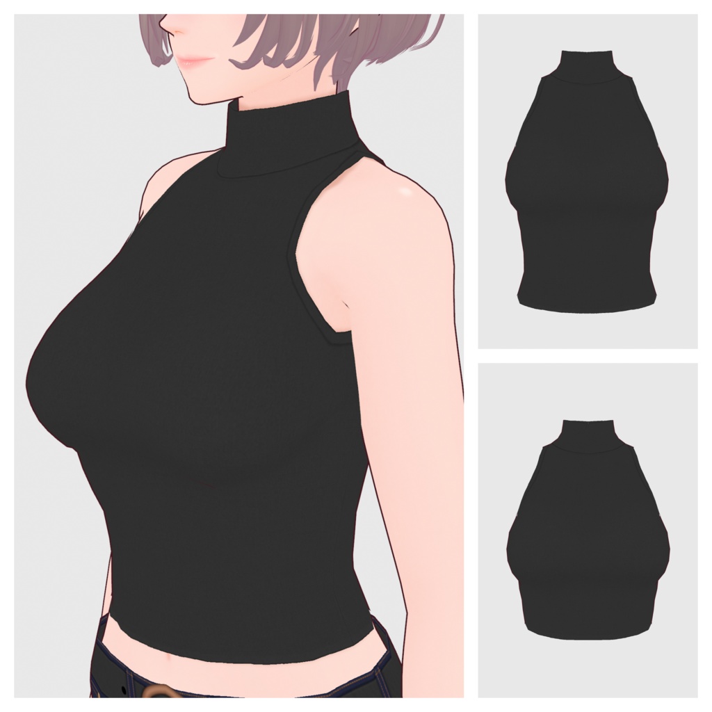 【#VRoid】ノースリーブハイネックトップス(リニューアル版)#vroidcustomitem】