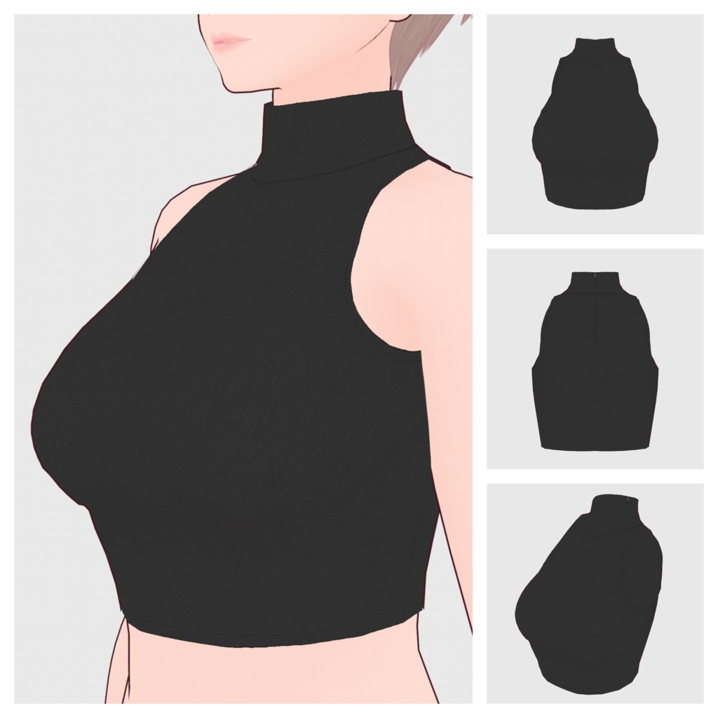 【#VRoid】ノースリーブハイネック(クロップドタイプ)【#vroidcustomitem】