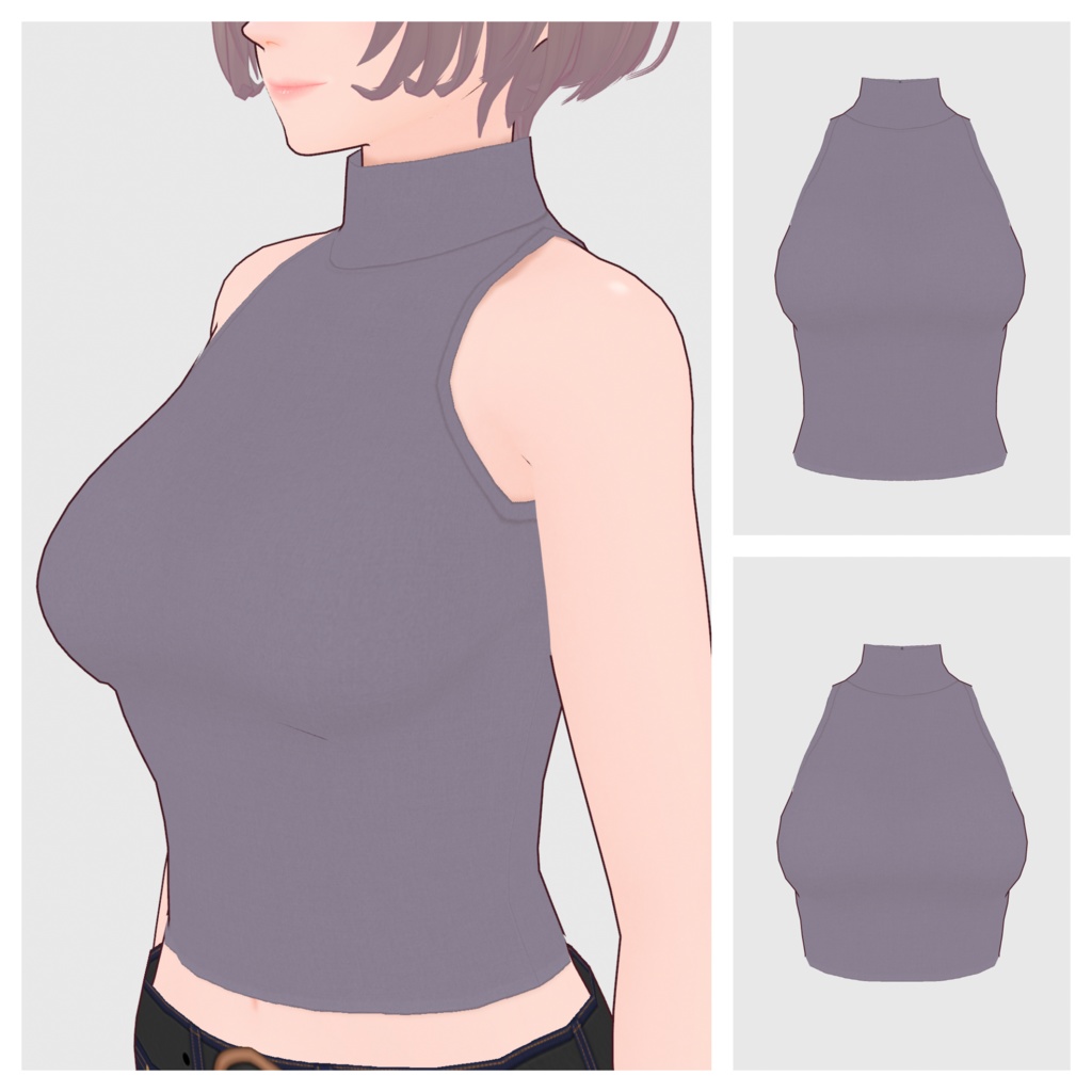 【#VRoid】ノースリーブハイネックトップス(リニューアル版)#vroidcustomitem】
