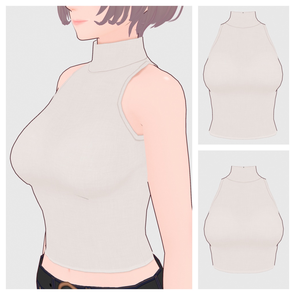【#VRoid】ノースリーブハイネックトップス(リニューアル版)#vroidcustomitem】