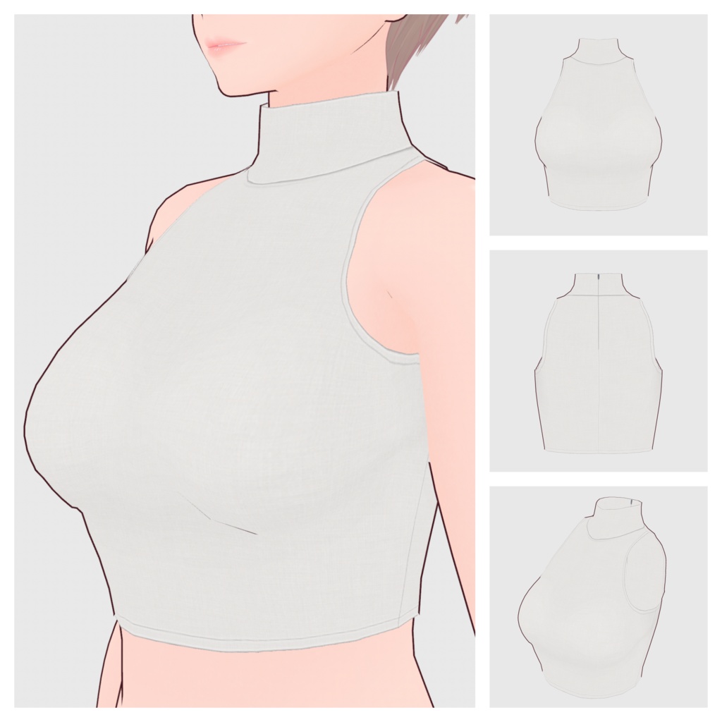【#VRoid】ノースリーブハイネック(クロップドタイプ)【#vroidcustomitem】