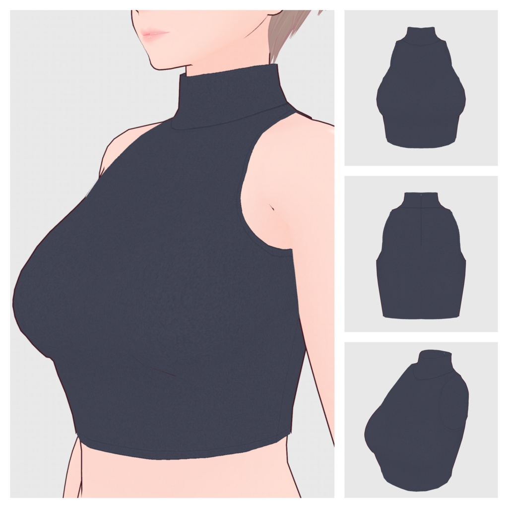 【#VRoid】ノースリーブハイネック(クロップドタイプ)【#vroidcustomitem】