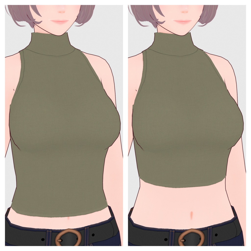 【#VRoid】ノースリーブハイネックトップス(リニューアル版)#vroidcustomitem】