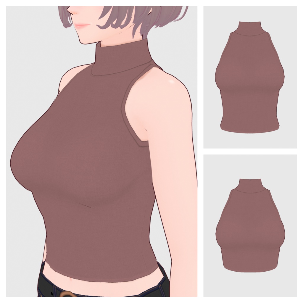 【#VRoid】ノースリーブハイネックトップス(リニューアル版)#vroidcustomitem】