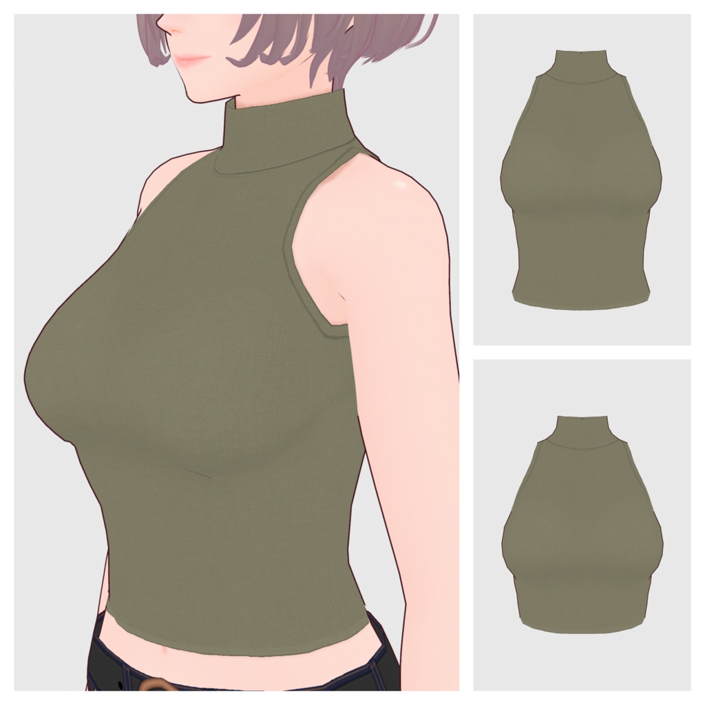 【#VRoid】ノースリーブハイネックトップス(リニューアル版)#vroidcustomitem】