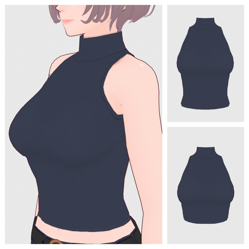 【#VRoid】ノースリーブハイネックトップス(リニューアル版)#vroidcustomitem】