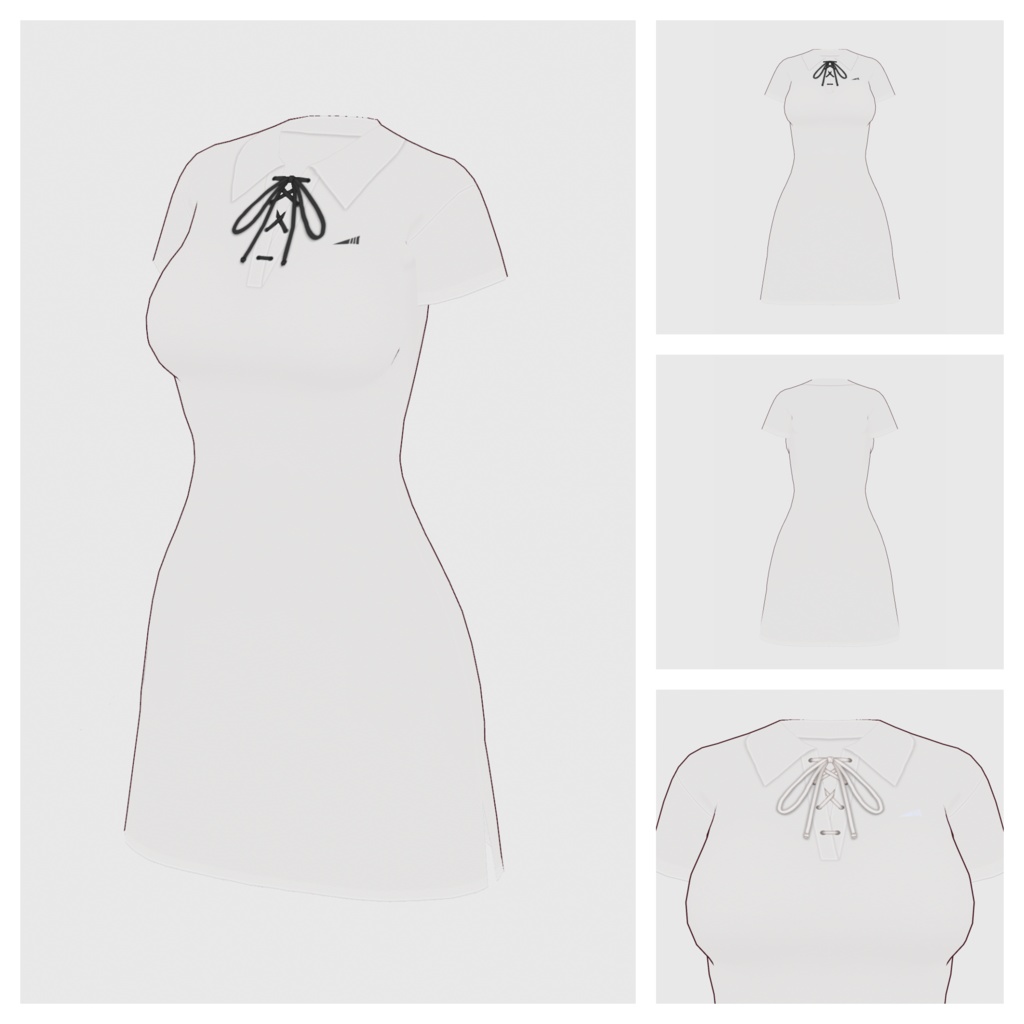 【#VRoid】レースアップポロワンピース【#vroidcustomitem】